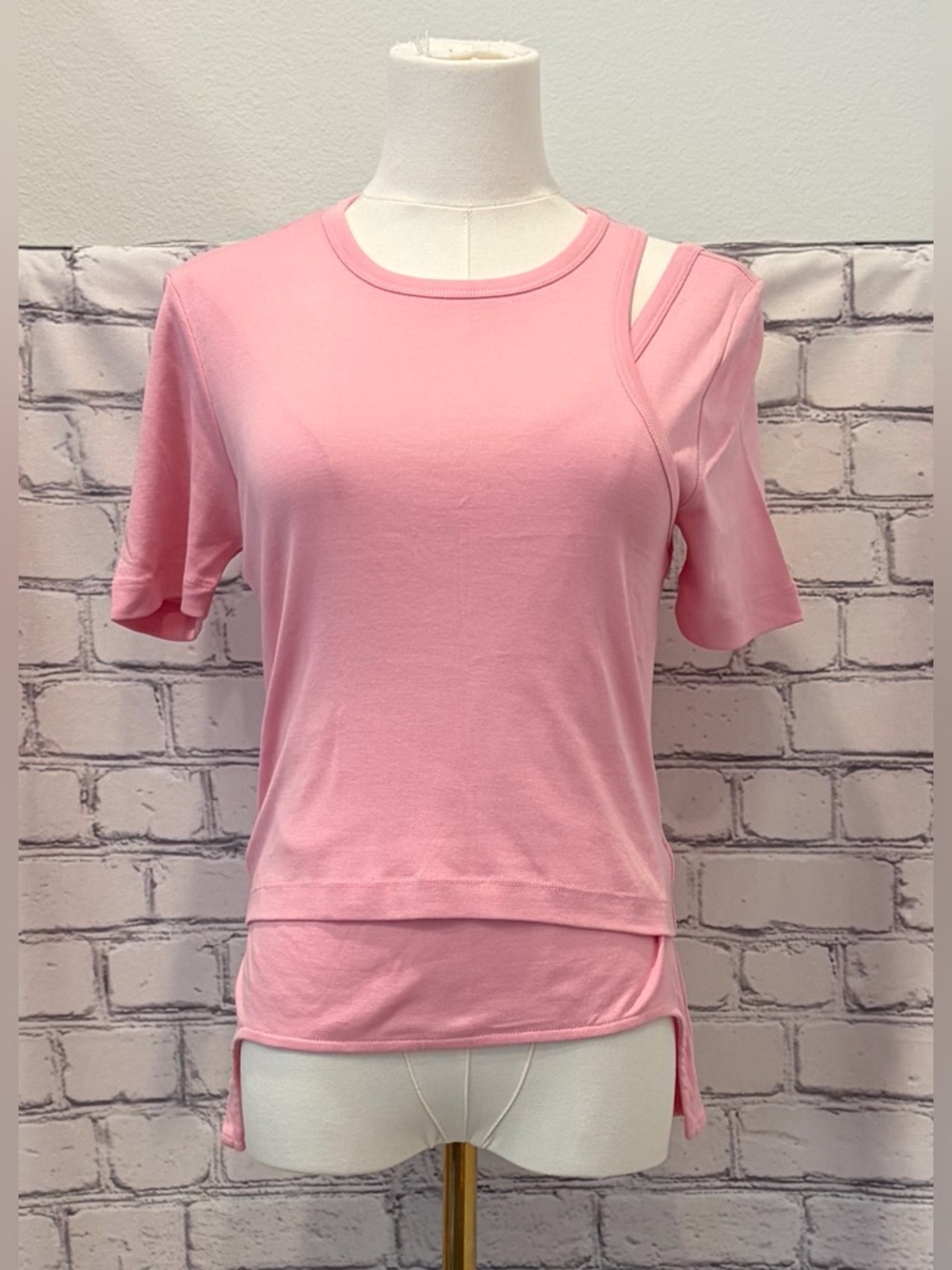 Helmut Lang Size:M Women’s Pink Layered Short Sleeve Top